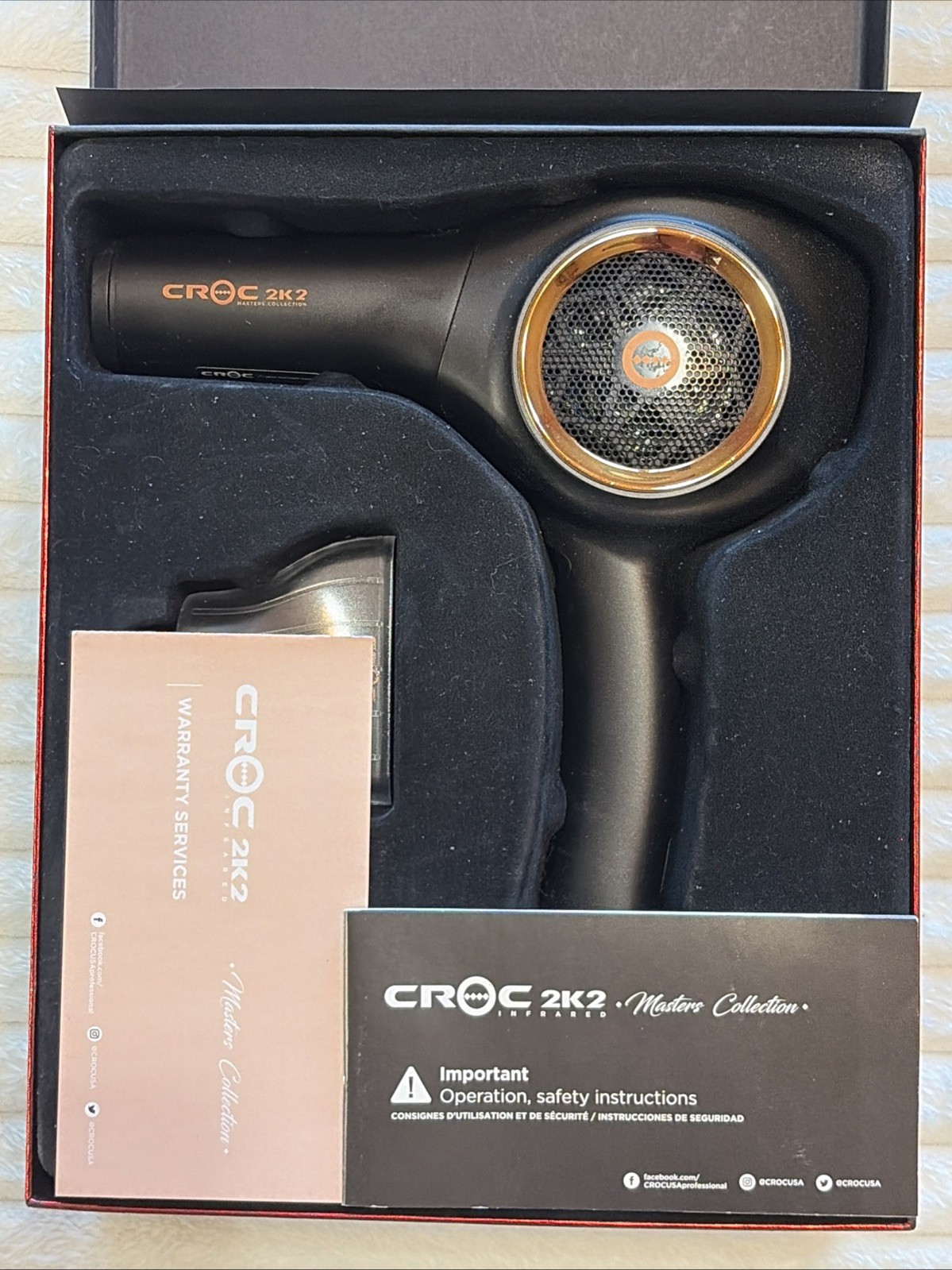 Croc Professional Master Collection Blow Hair Dryer IC Infrared, (Choc/Gold)