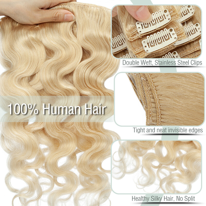 10~24 Inch Clip in Real Human Remy Hair Extensions Thick Double Wefted Full Head