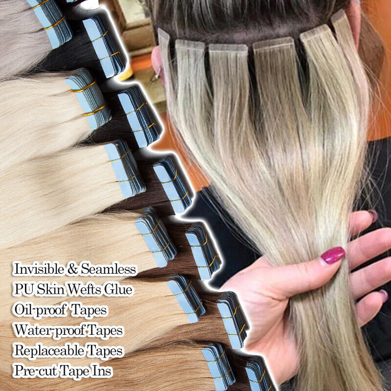 Tape in Non-allergic Glue 100% Remy Human Hair Extension Skin Weft Stick THICK