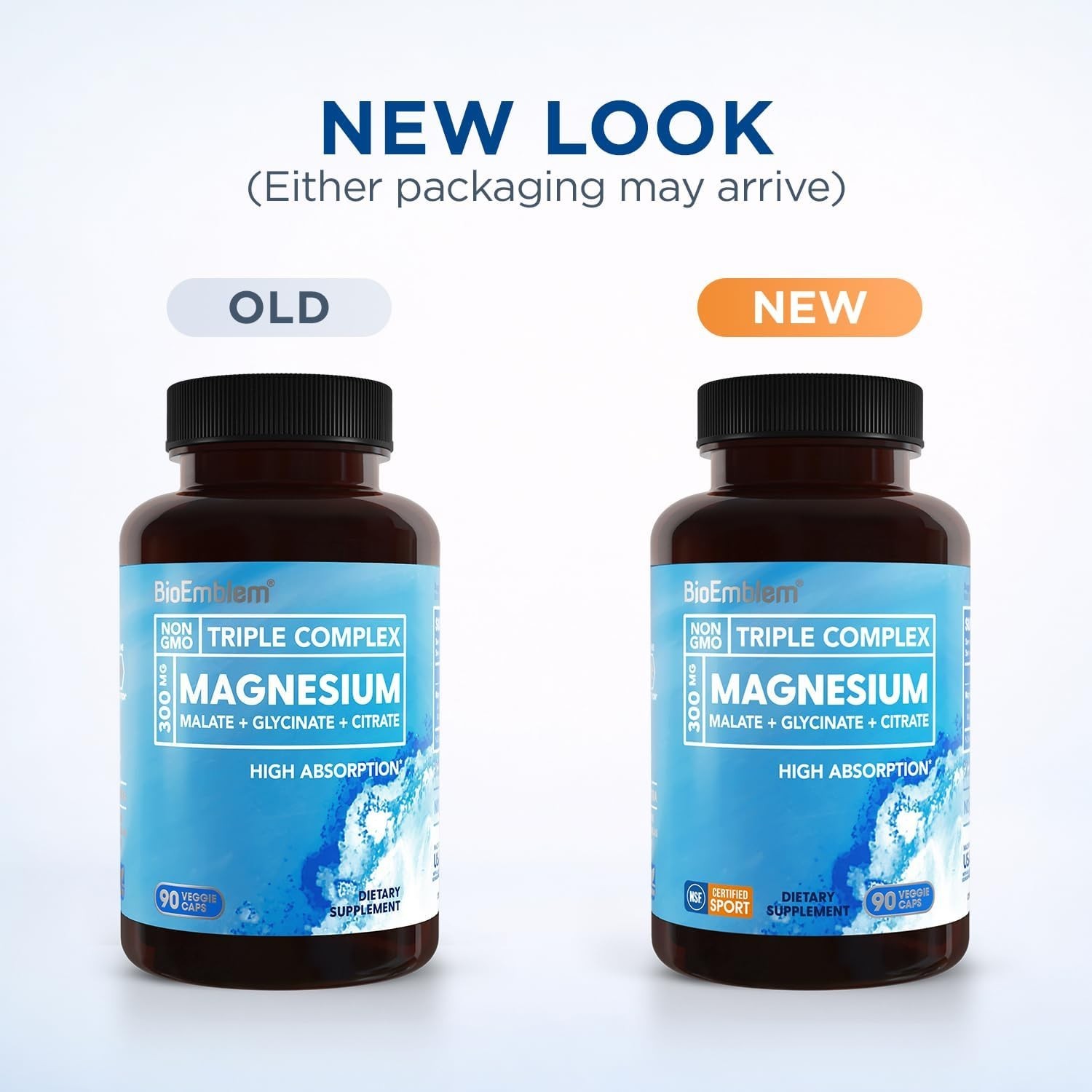 BioEmblem Triple Magnesium Complex 300mg – Glycinate Malate Citrate, 90 Caps