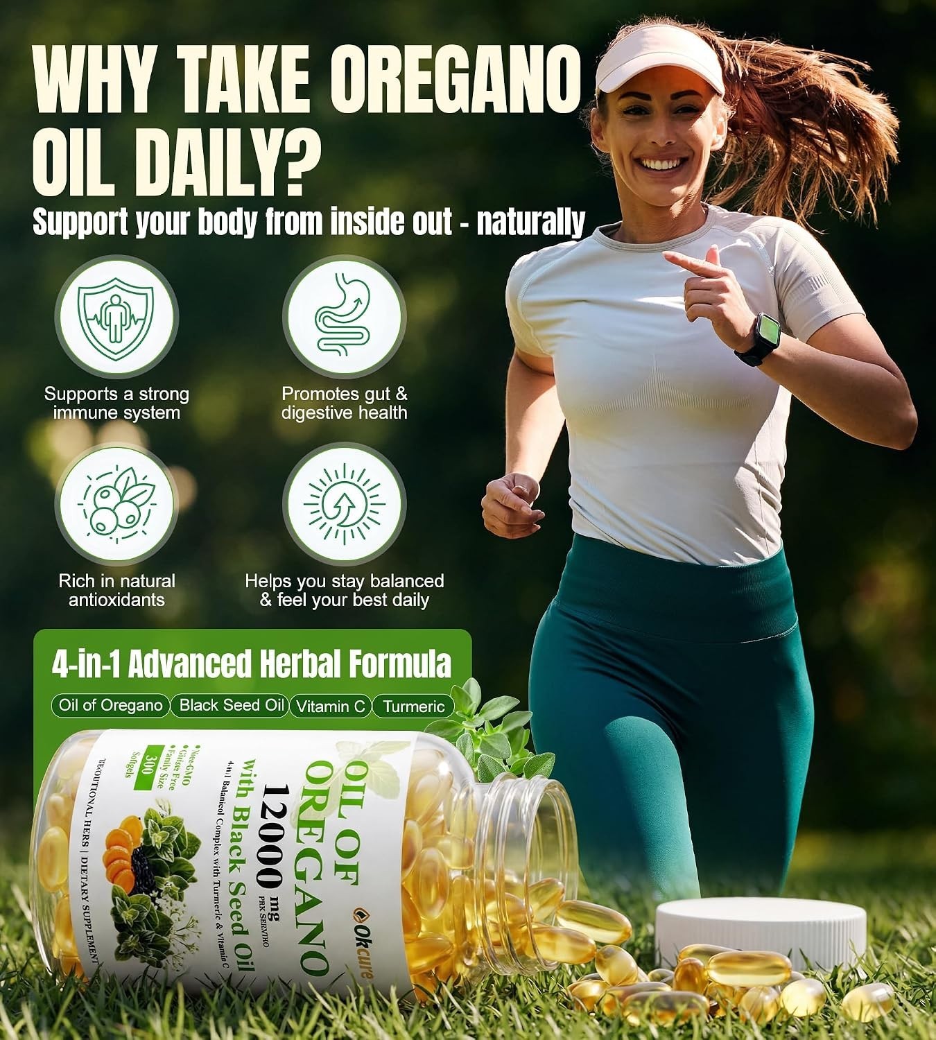 Oil of Oregano with Black Seed Oil, Immune Support Supplement | 300 Softgels