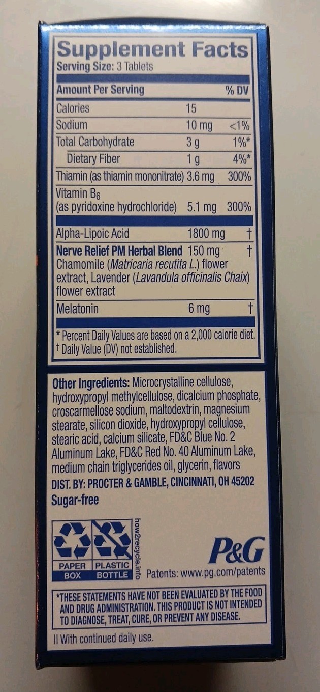 Nervive Nerve Pain Relief PM Sleep Aid Melatonin Tablets 30ct Ex 10/2026