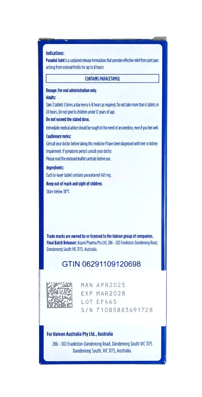 Panadol Joint, Joint & Muscle Pain Relief, for Up to 8 Hours,Gentle – 24 Tablets