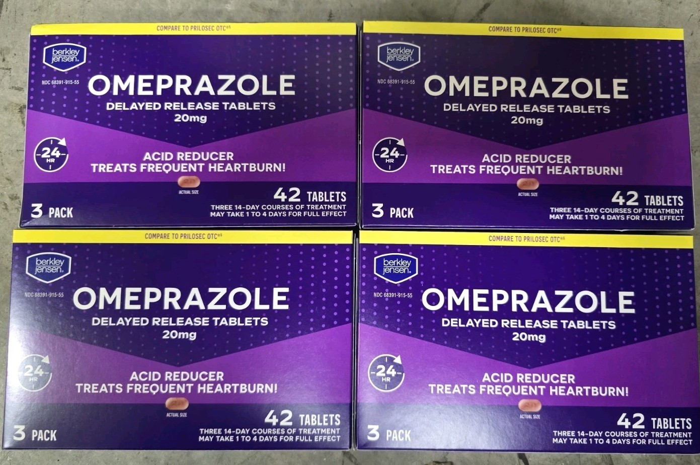Berkley Jensen Omeprazole 20 mg Delayed Release, 42 Count (Pack of 4) EXP 07/27+