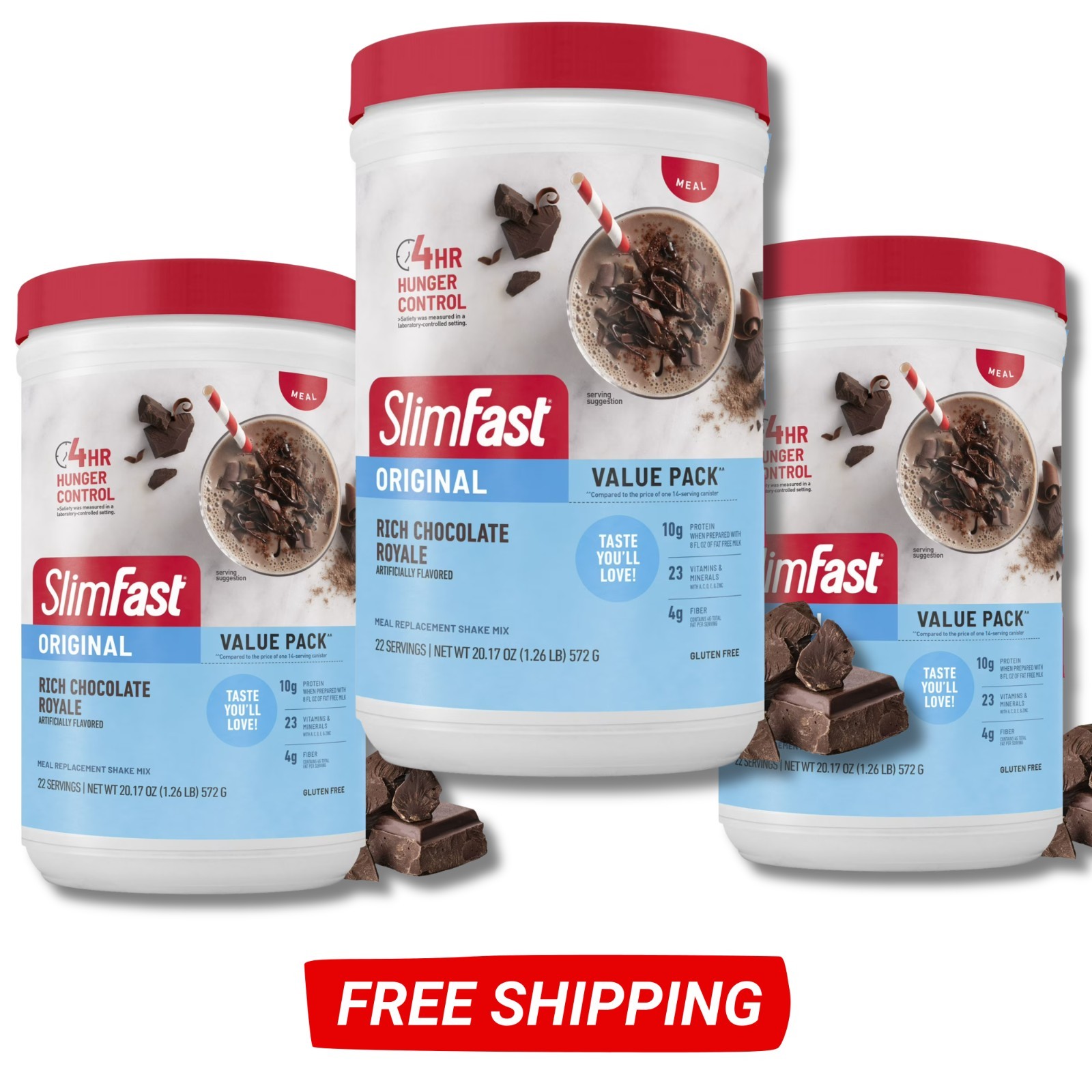 SlimFast Original Meal Replacement Shake Mix, Rich Chocolate Royale, 20.18 oz,