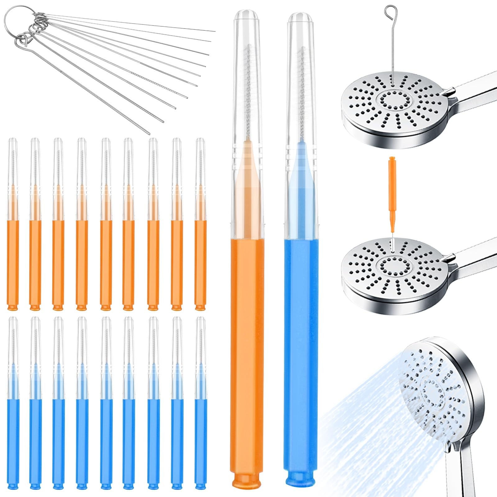 30 PCS Shower Head Cleaner Picks, Multiple Size Hole Cleaning Brush for Showe…