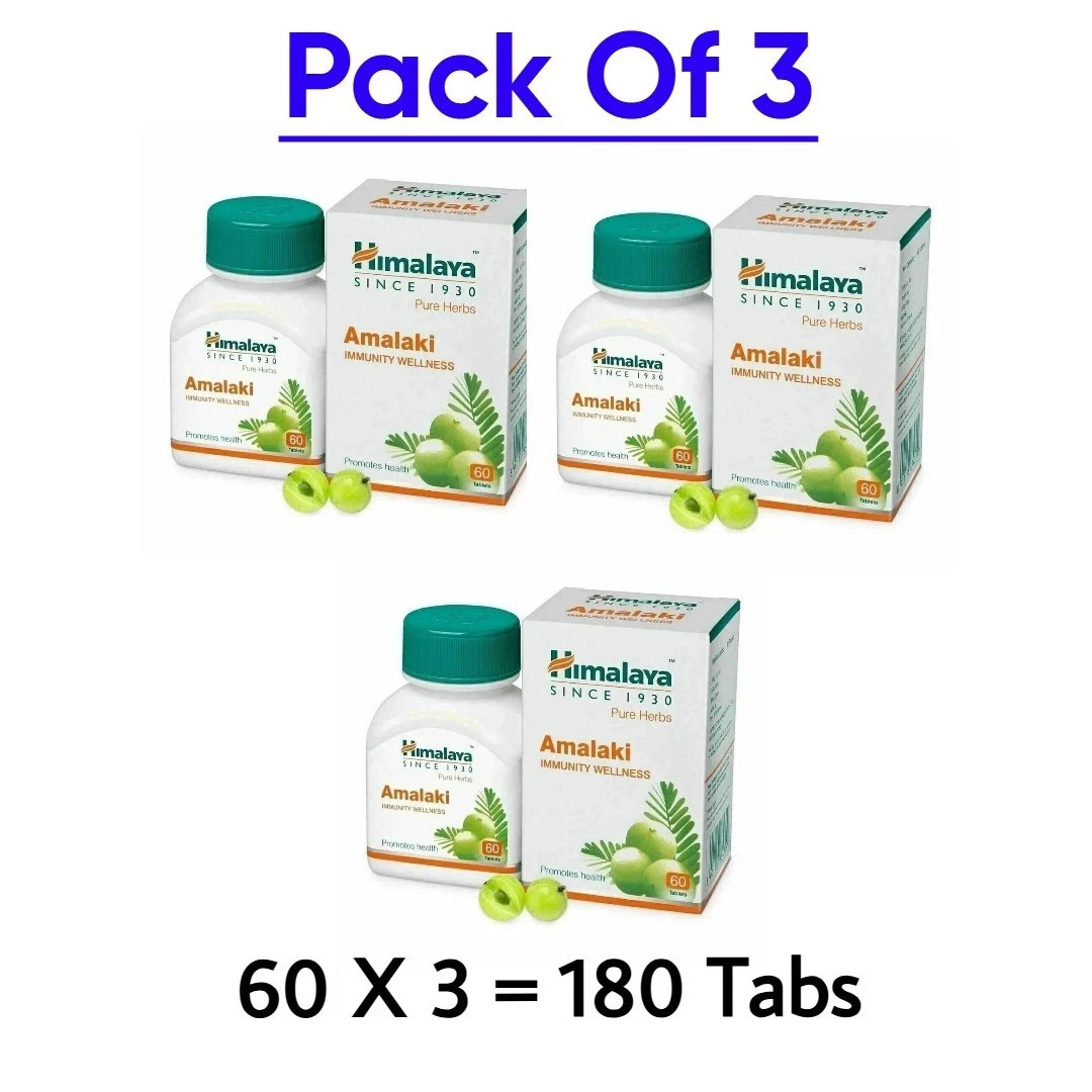 Himalaya AMALAKI Tablets Amla Gooseberry 3 Box 60 Tabs Each FREE SHIP Exp 2028