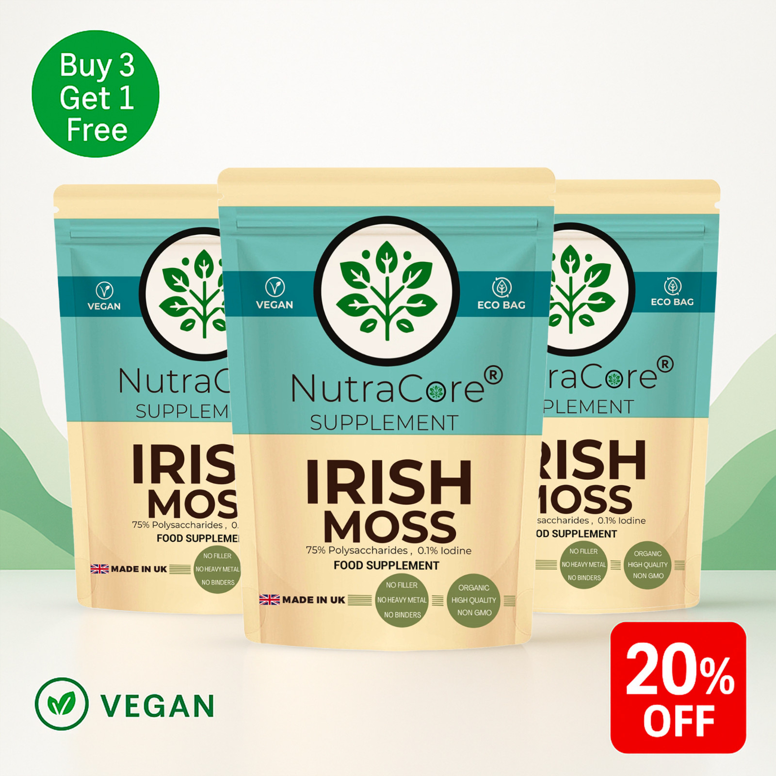 Irish Moss Capsule 5500mg (75% Polysaccharides, 0.1% Iodine)-100%Natural-180Caps