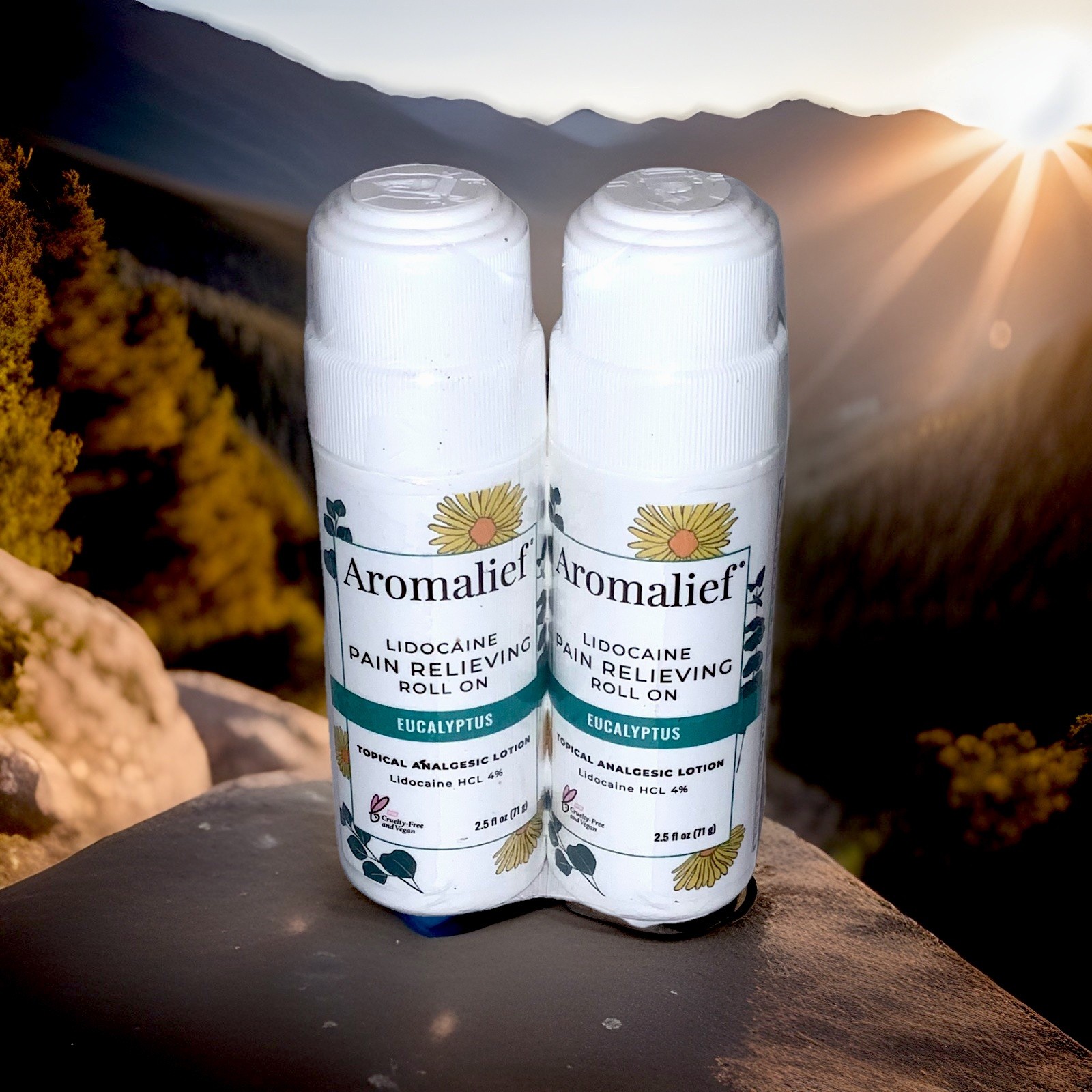 2 PACK Aromalief Eucalyptus ROLL ON Analgesic 4% Lotion joint Pain Relief Cream