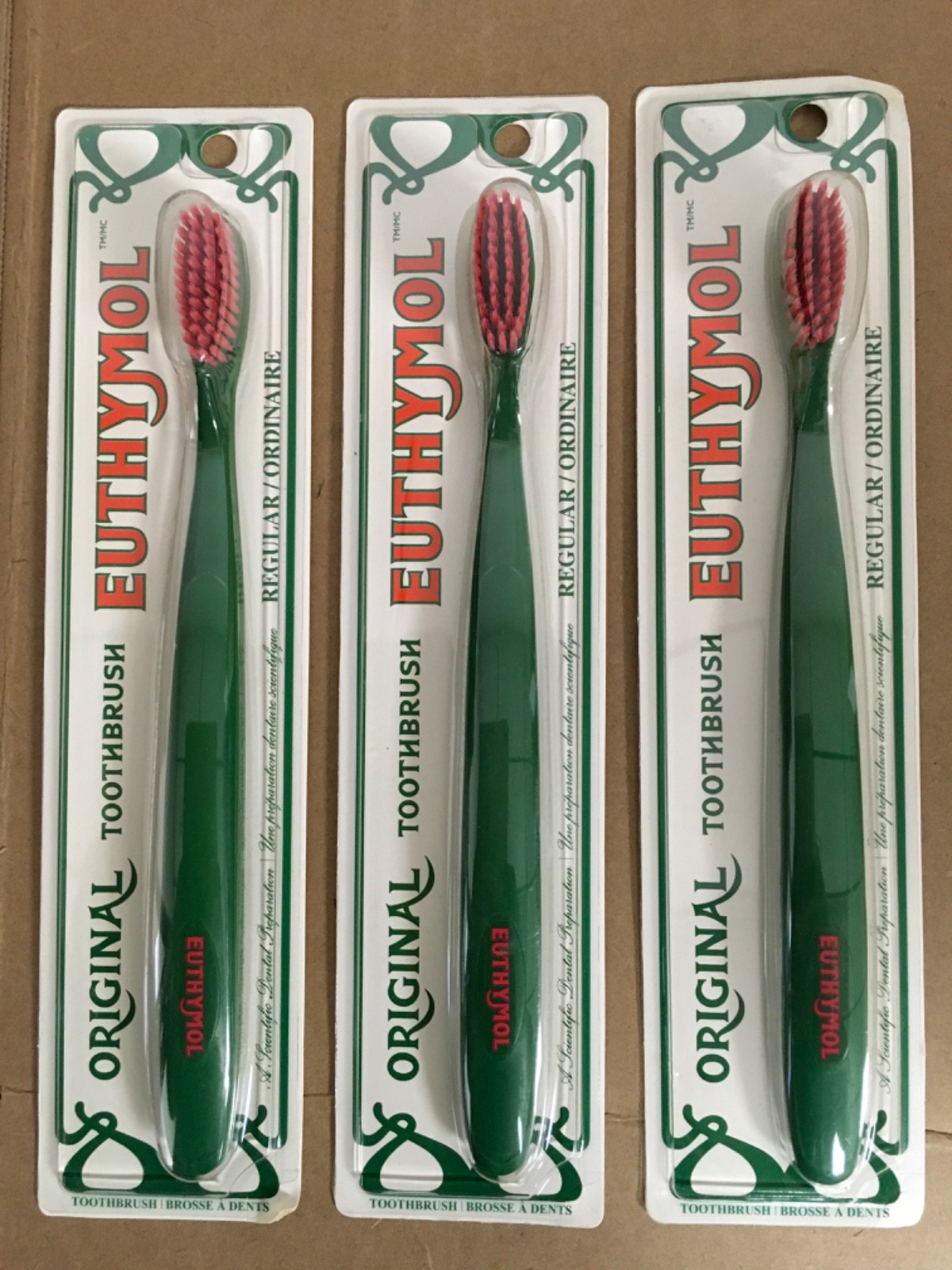 Euthymol Original Toothbrush Regular Standard-Sized Curved & Soft Bristle 3 PACK