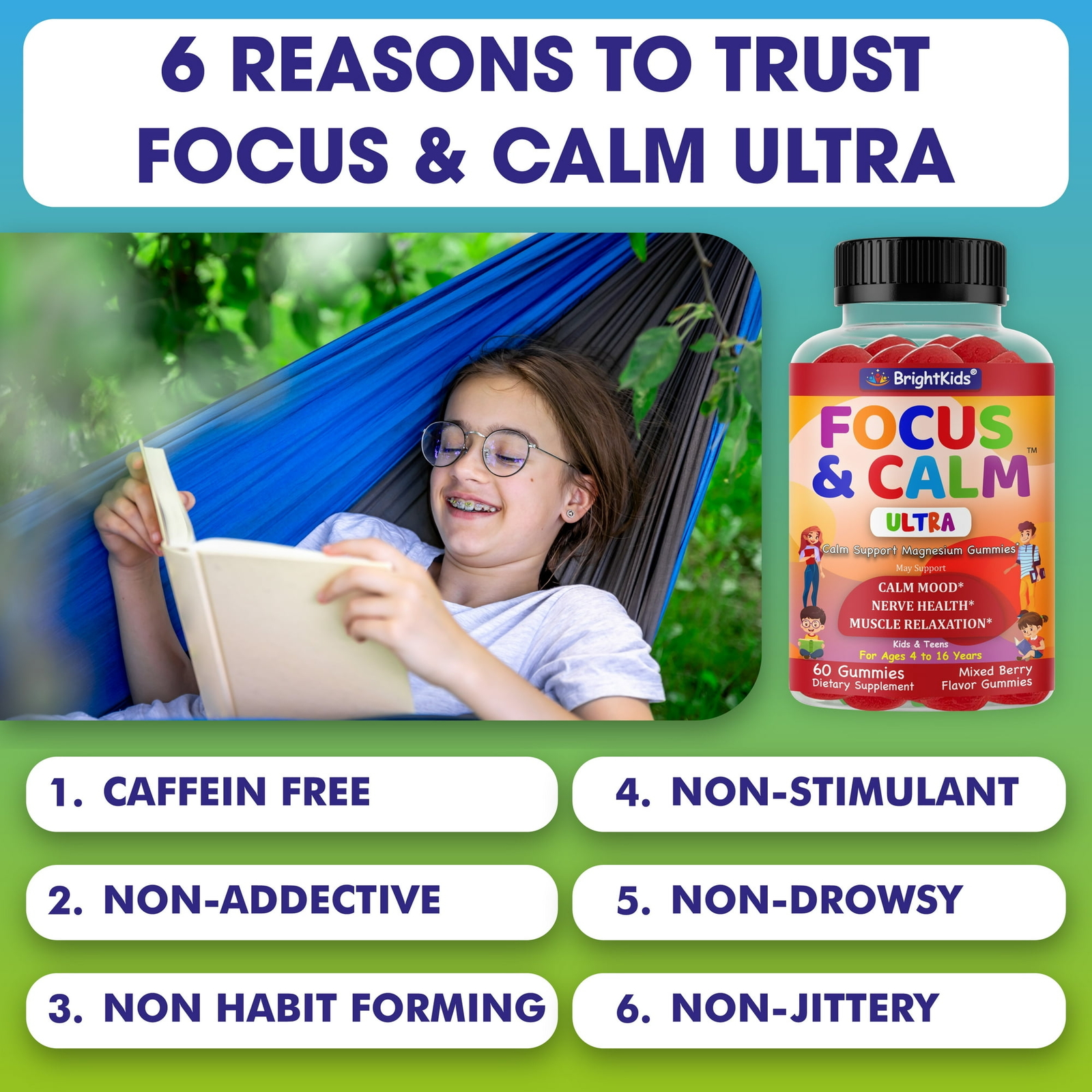 Kids Magnesium Calm Gummies for Nerve Bone and Muscle Health for Kids Wellness