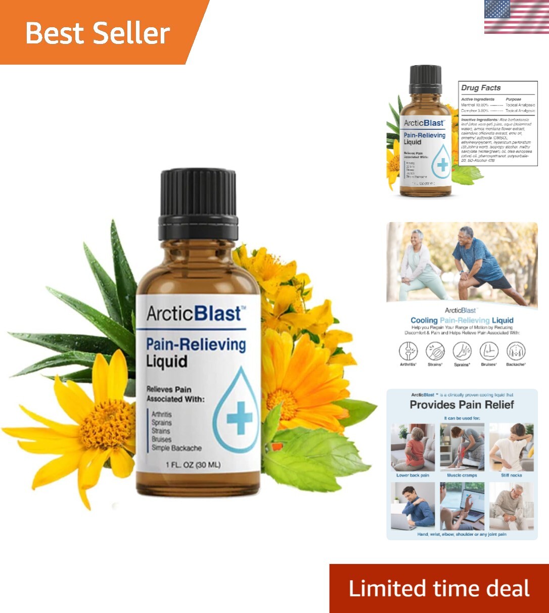 N Labs Arctic Blast Pain Relief Drops with DMSO & Menthol – Fast-Acting 1 fl oz