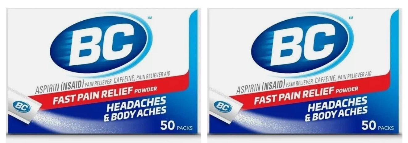 (Pack 2) BC Powder Pain Reliever Aspirin Dissolve Packs – 50 Ea 05/27