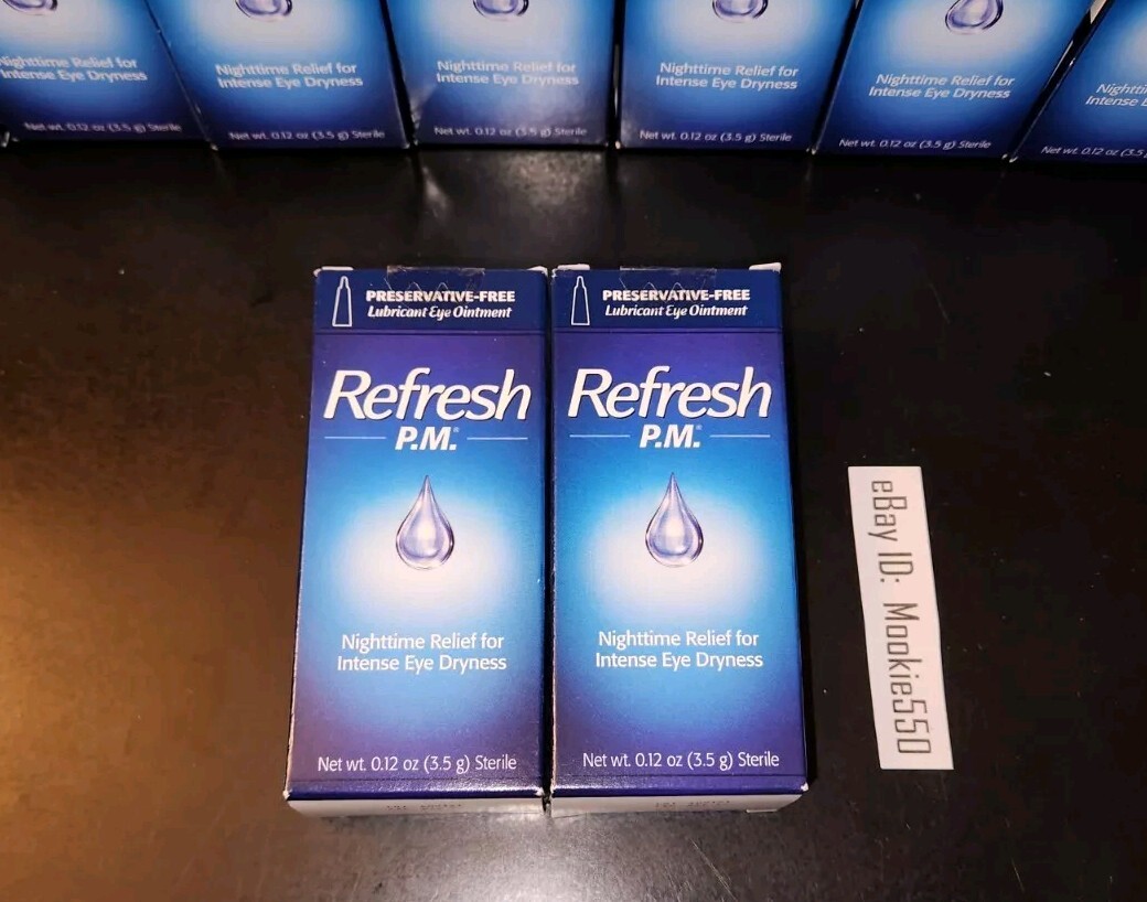 EXP 04/2027+! 2 Box REFRESH PM P.M. Preservative-Free Eye Ointment .12oz (3.5g)