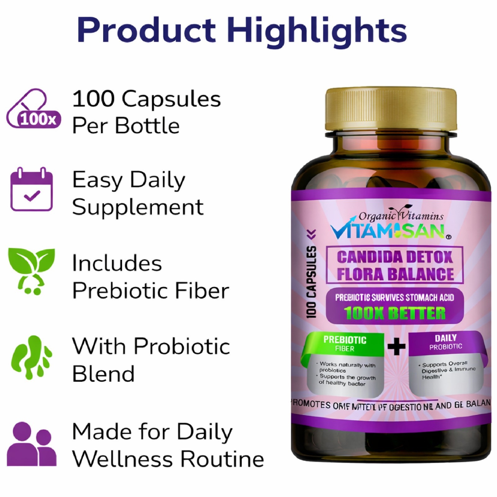 Candida Cleanse Detox Support Highest Potency Yeast Infection Support 100 cap