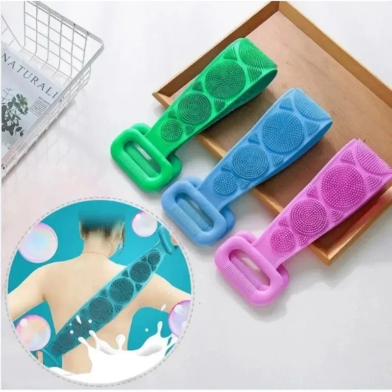 Silicone Body Back Scrubber Double Side Bathing Brush For Skin Deep Cleaning