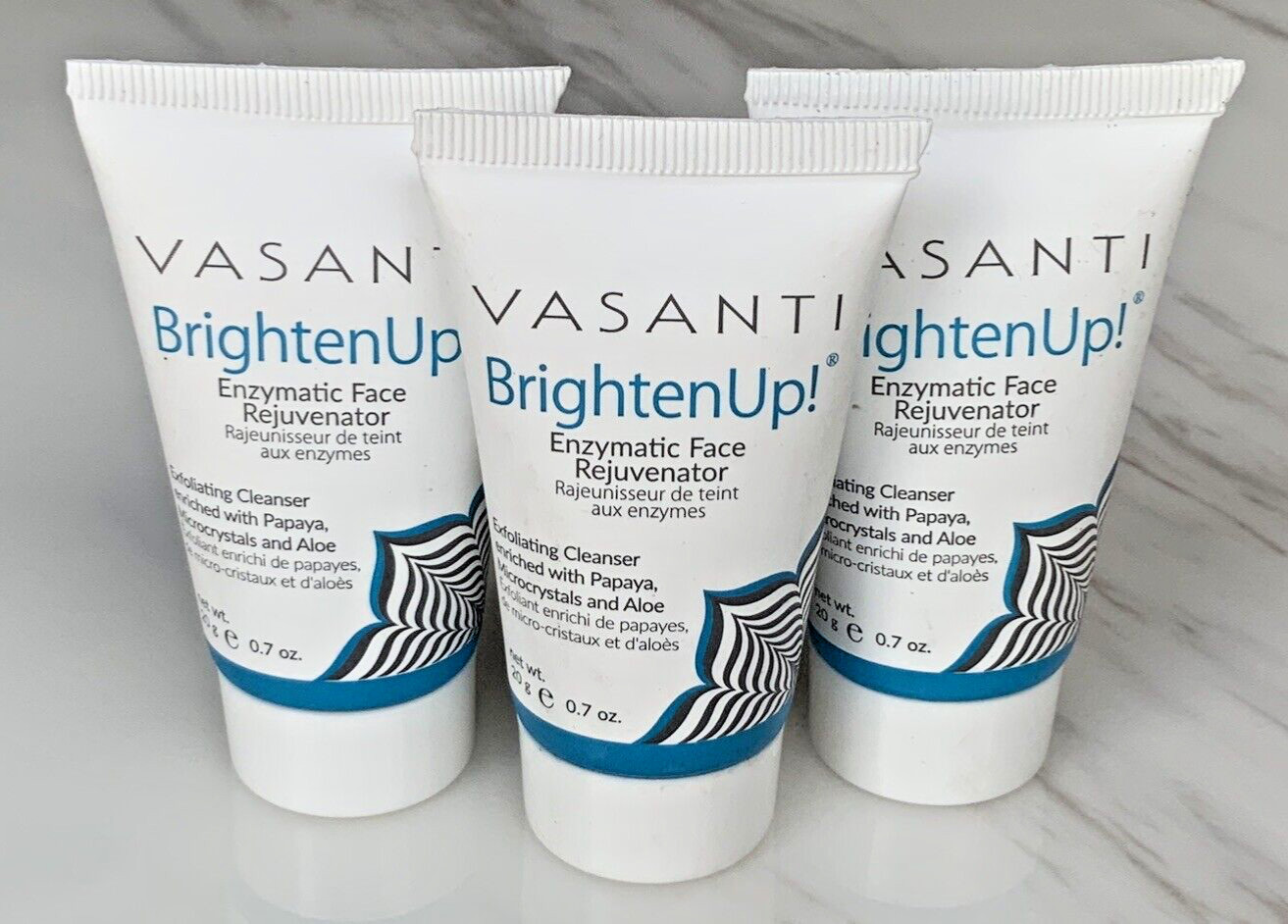 Vasanti Brighten Up! Enzymatic Face Rejuvenator Exfoliating Cleanser 0.7oz – x3