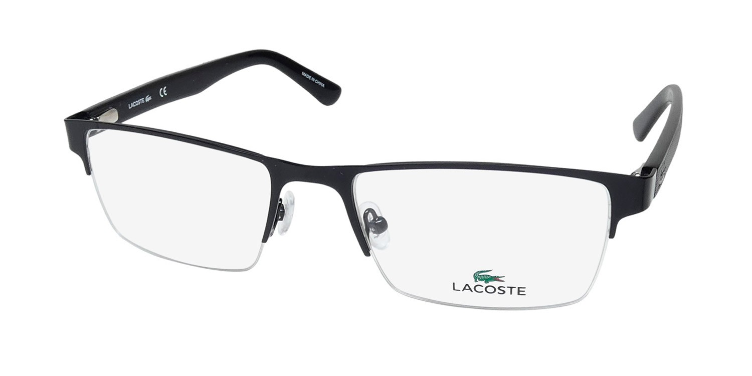 NEW LACOSTE L2237 EYEWEAR VIETNAM BLACK METAL & PLASTIC HALF-RIM 002 RECTANGULAR