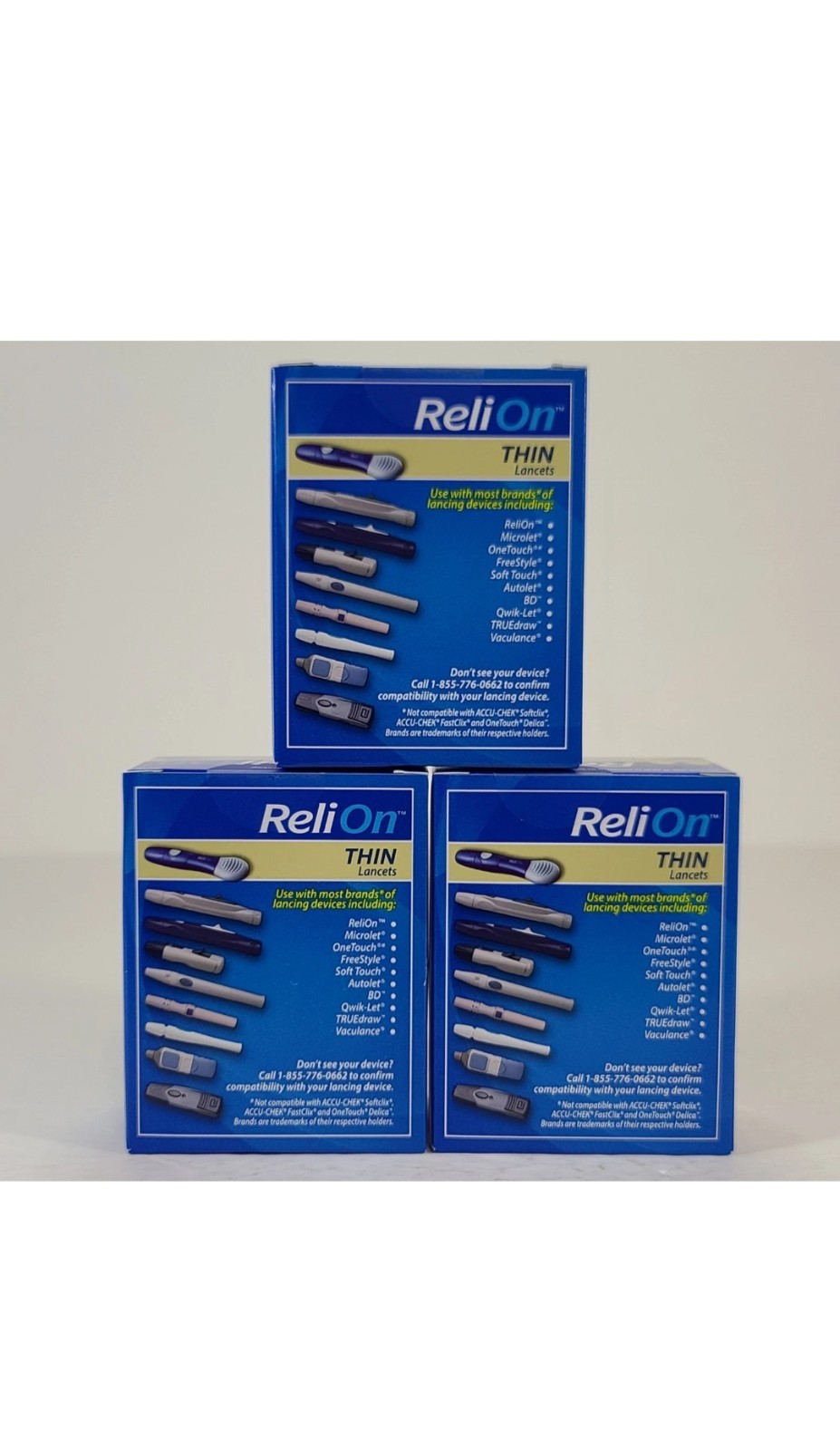 3x ReliOn Thin 100 Lancets 26 Gauge for Alternative Site Use Exp:03/2030 #411