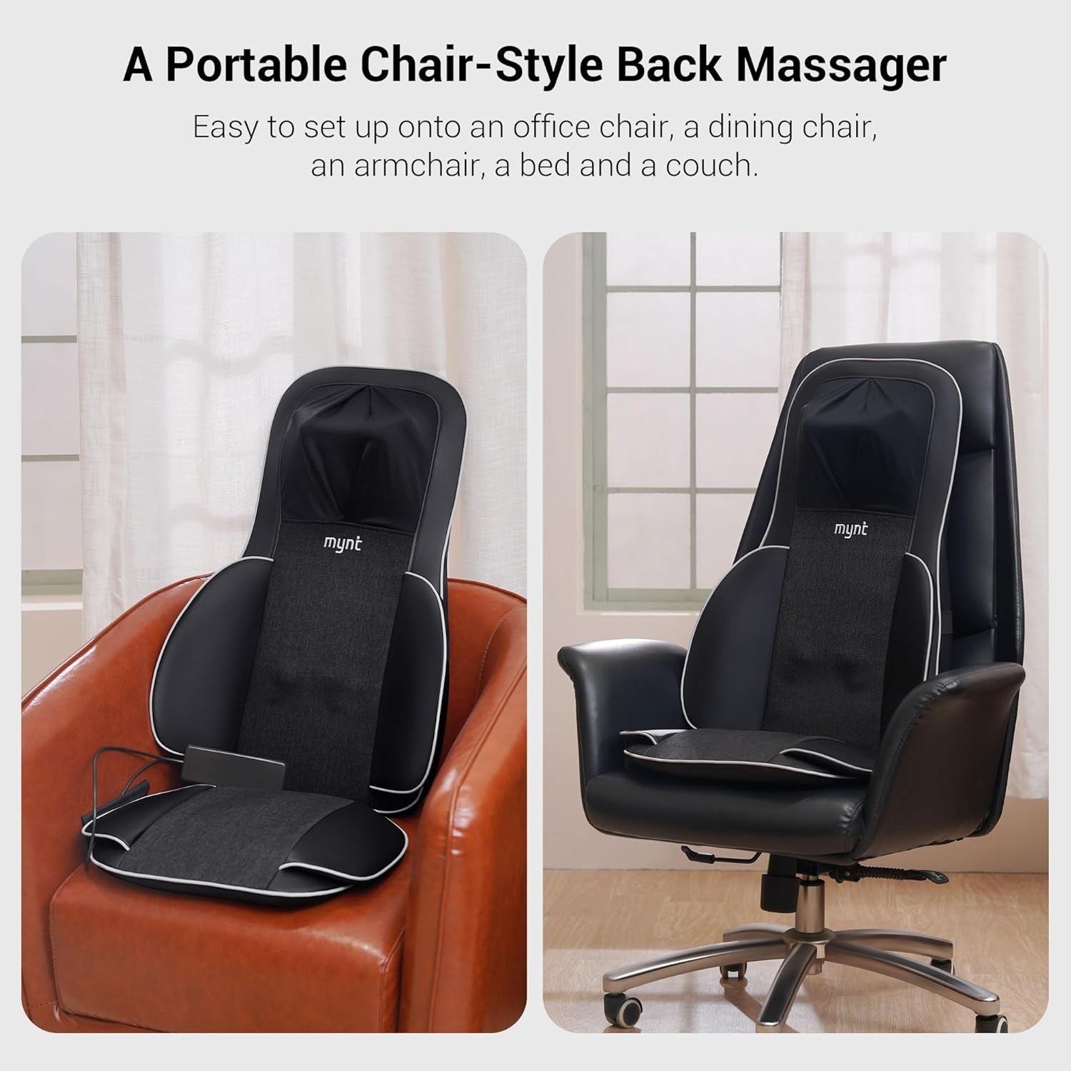 Mynt FSA Eligible HSA Approved Shiatsu Neck and Back Massager for Chair with 10