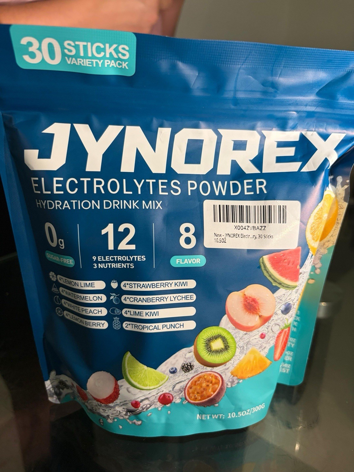 JYNOREX Sugar-Free Electrolytes Powder Hydration Mix Variety Pack 30 Sticks