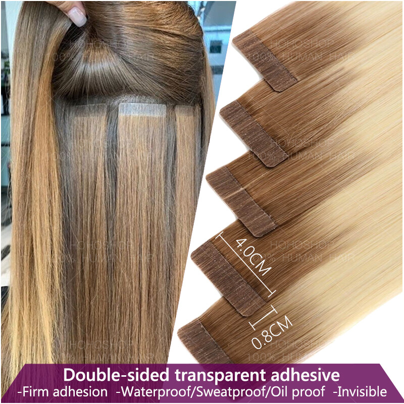Tape In On 200pcs Russian 100% Remy Human Hair Extensions Skin Weft THICK Ombre