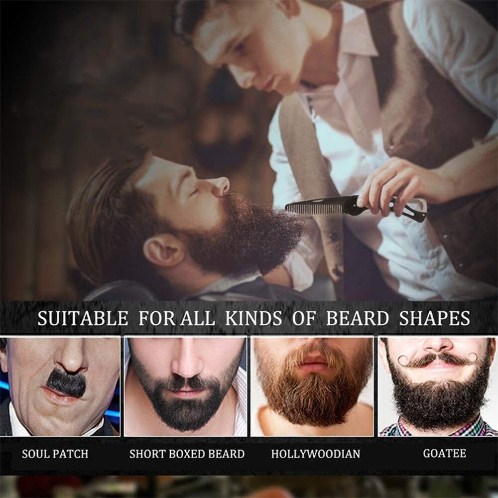 Stainless Steel Folding Beard Comb for Men Mustache Comb Multifunctional Pocket