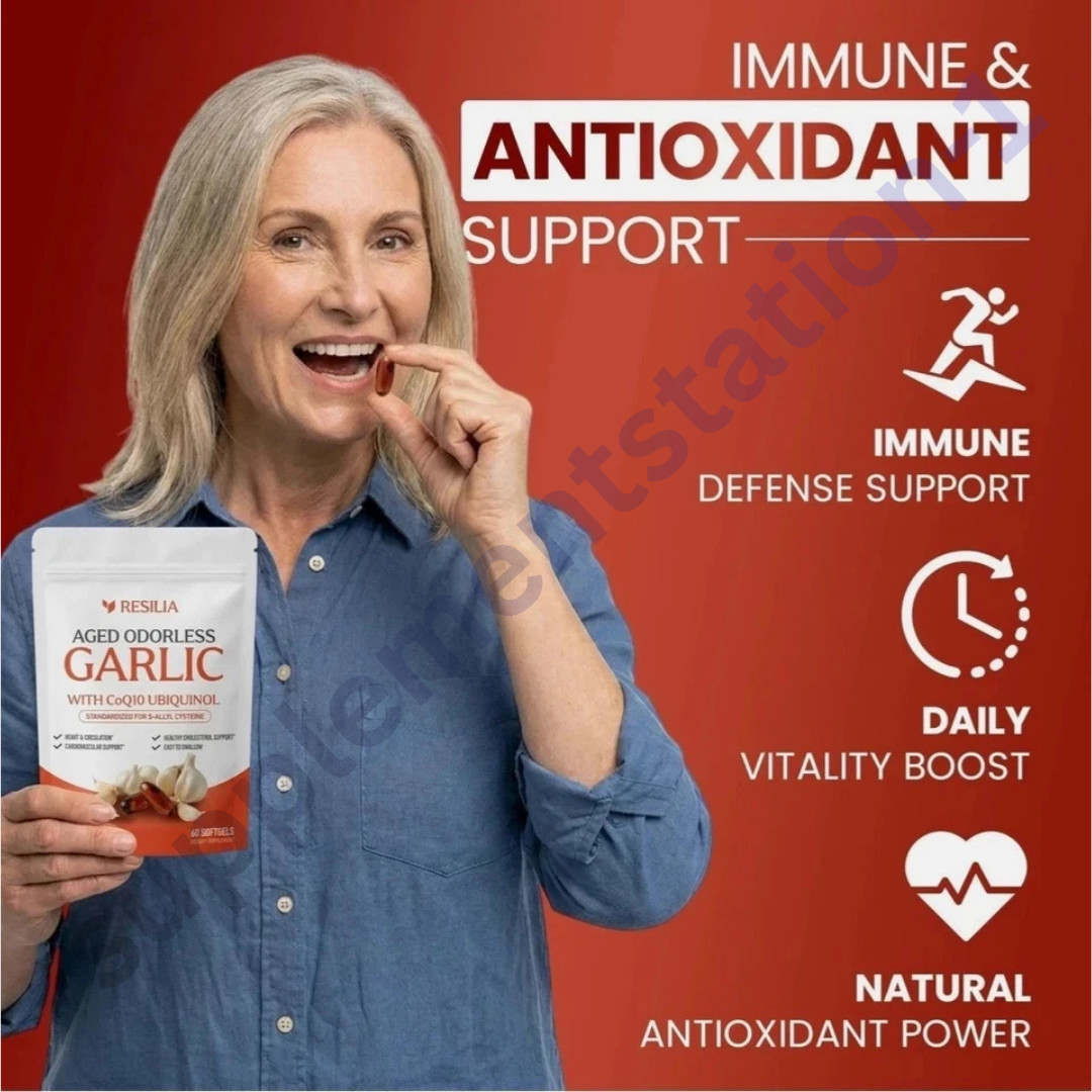 Resilia Garlic Extract 1200mg Softgels (60 Count) – Odorless Aged Garlic Extra..
