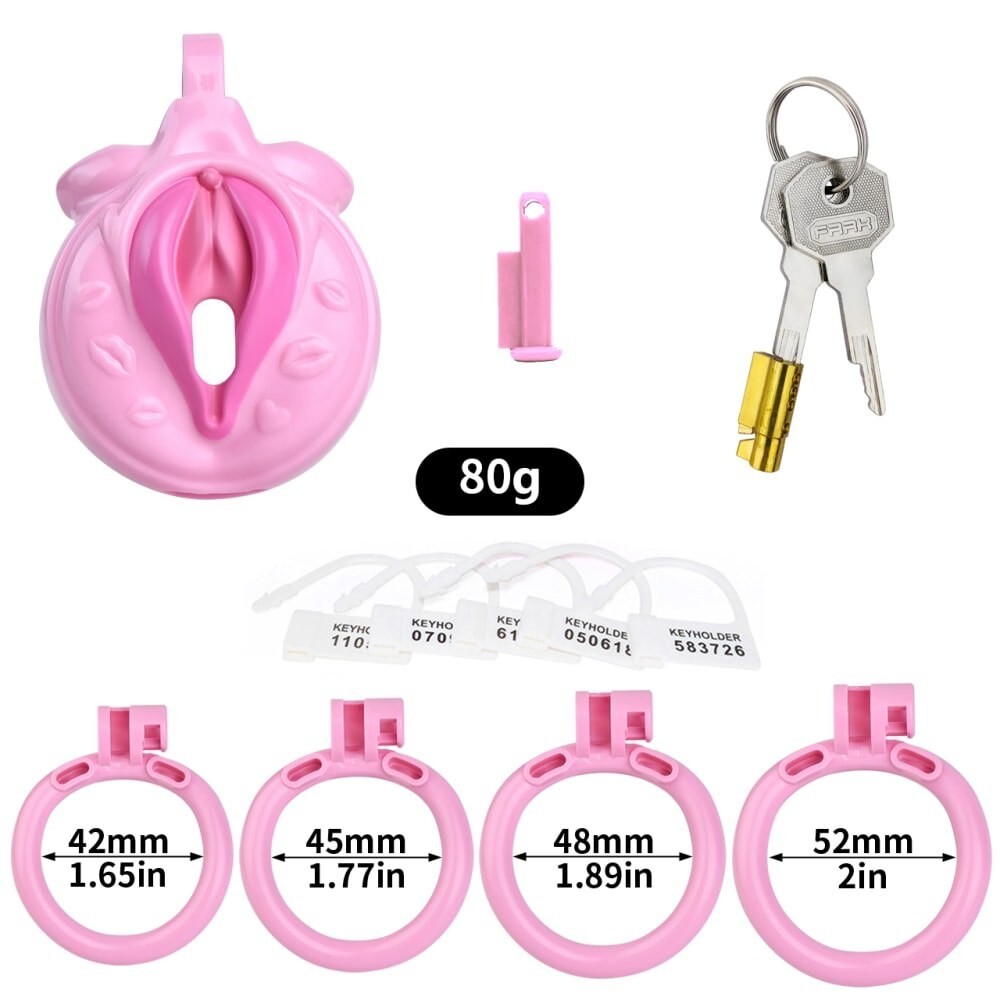 ABS Resin 4 Colors Sissy Realistic Pussy Chastity Cage with 4 Rings Lock Devices