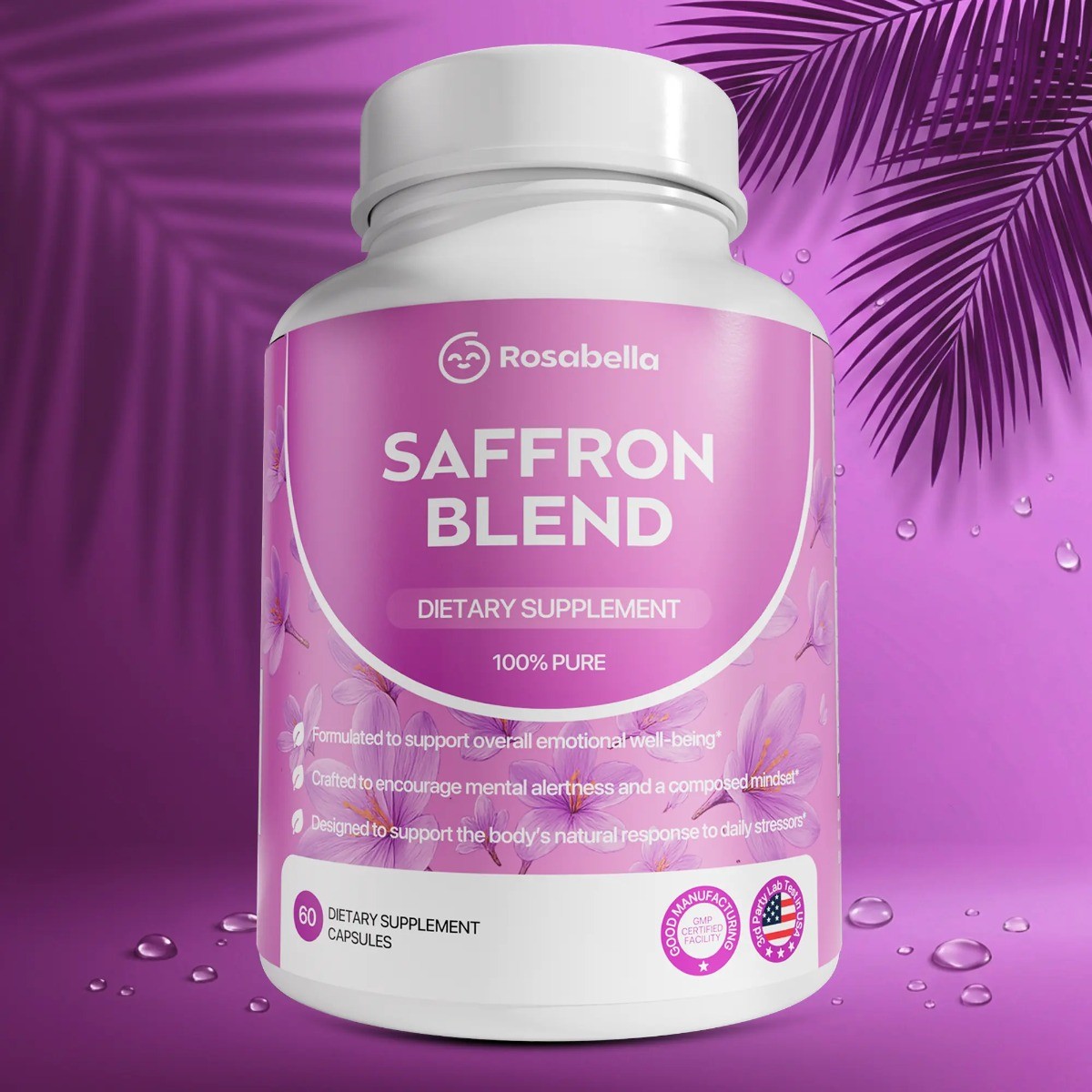 Rosabella Saffron Complex for Focus, Mood & Digestive Health, Vegan