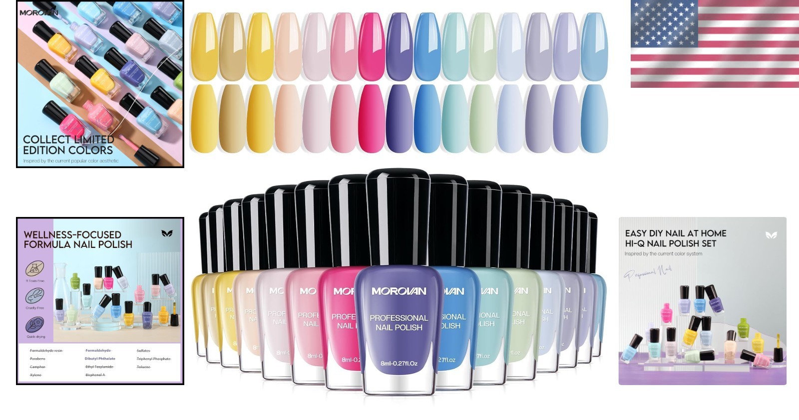 Pastel Nail Polish Set: 15 Colors, 0.27oz – & Cruelty-Free for Summer Charm