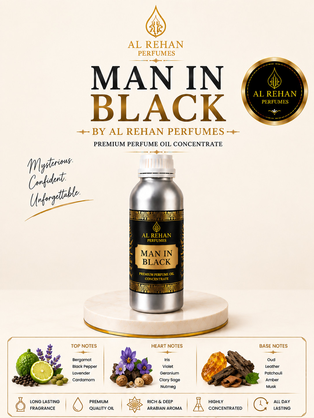 Al Rehan Perfumes Men In Black Attar Perfume Oil Best Long Lasting Unisex Scent