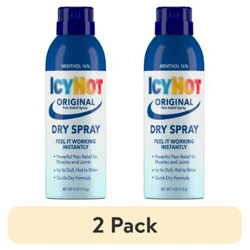 Icy Hot Original Instant Relief Spray – Set of 2 Quick Dry Pain Relief Formula