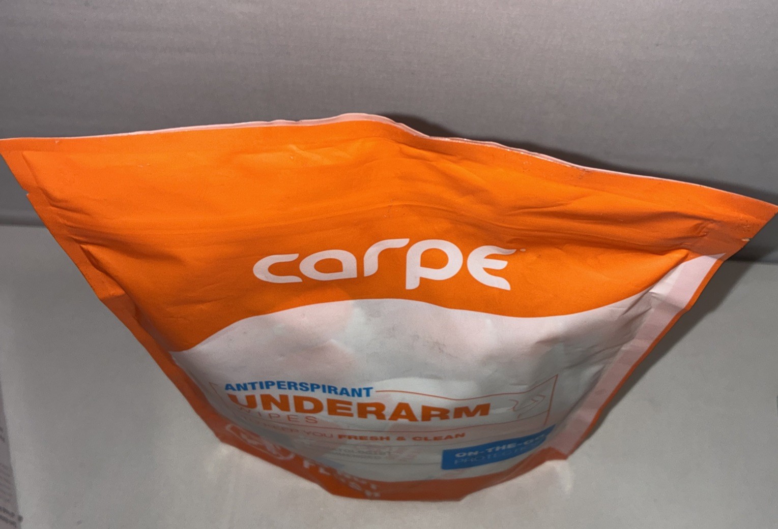 Carpe On The Go Antiperspirant Underarm Wipes 15 (7″x9″)Individual Packages