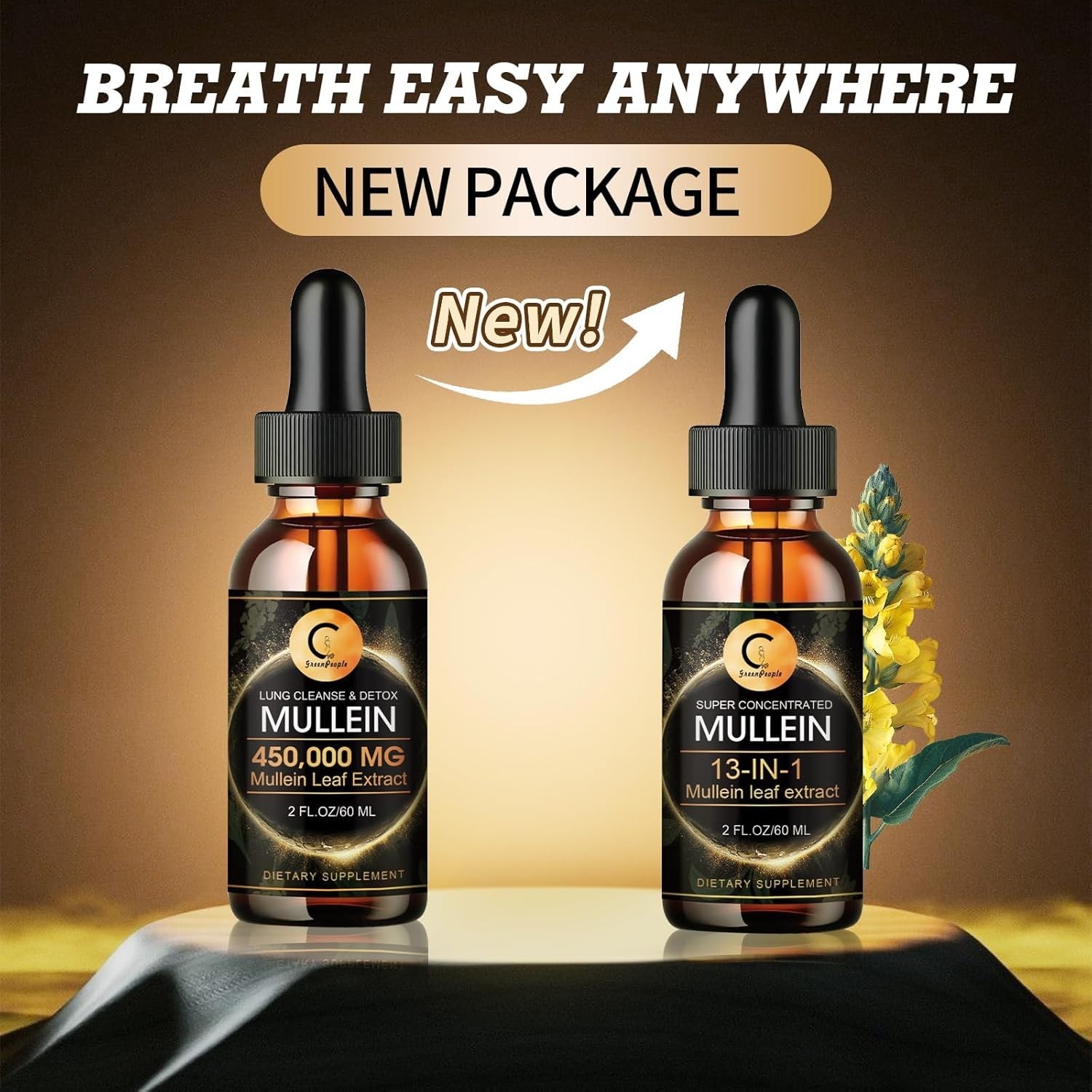 Mullein drops for Lung, Mullein Leaf Extract, Super Concentrated Tincture