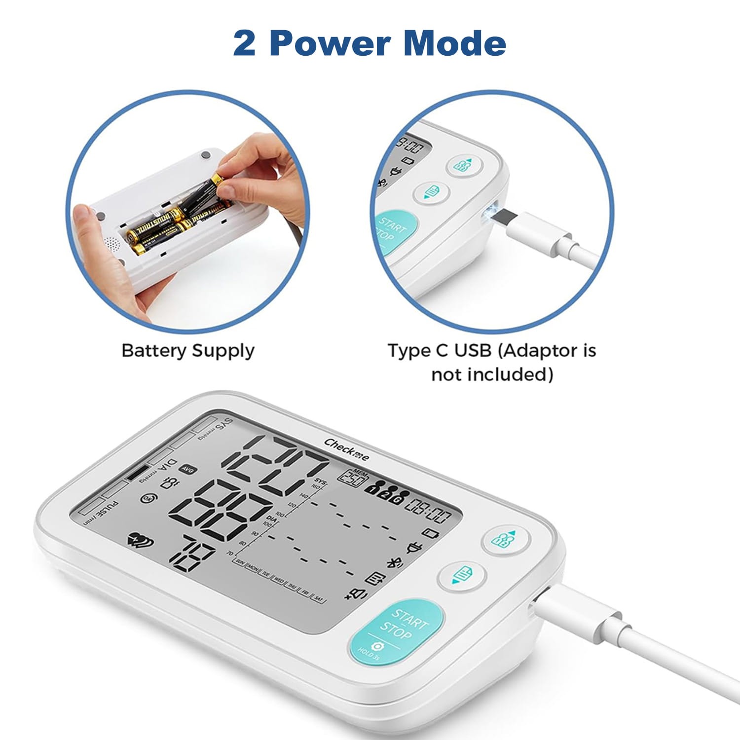 Automatic Upper Arm Blood Pressure Monitor Cuff Pulse Rate Meter Bluetooth App
