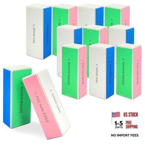 12-Piece White Sponge Nail Buffer Block, 4-Way Nail File and Buffer for Nail