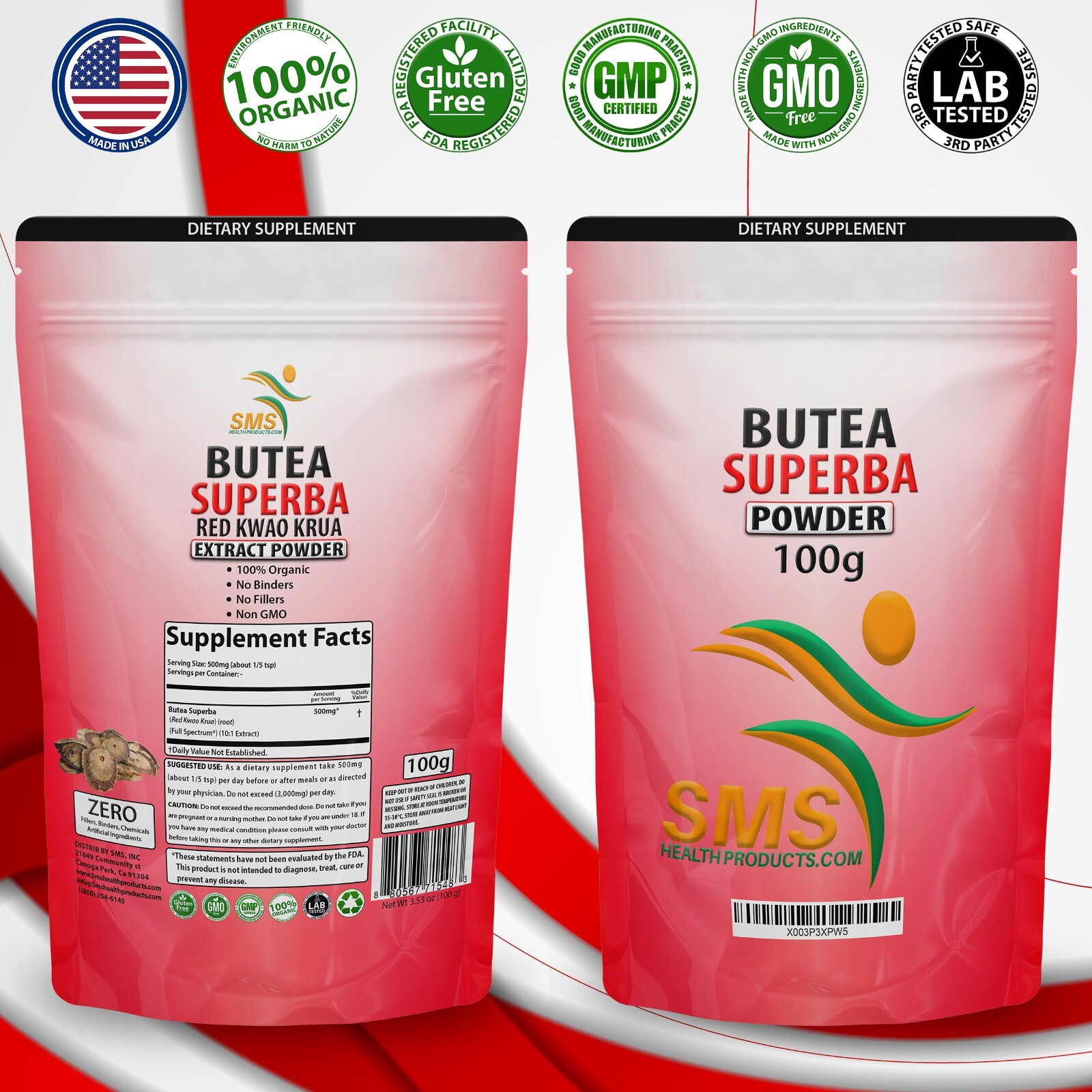 Butea Superba Extract Powder 10:1 High quality 100% Organic Red Kwoa Khruea 227g