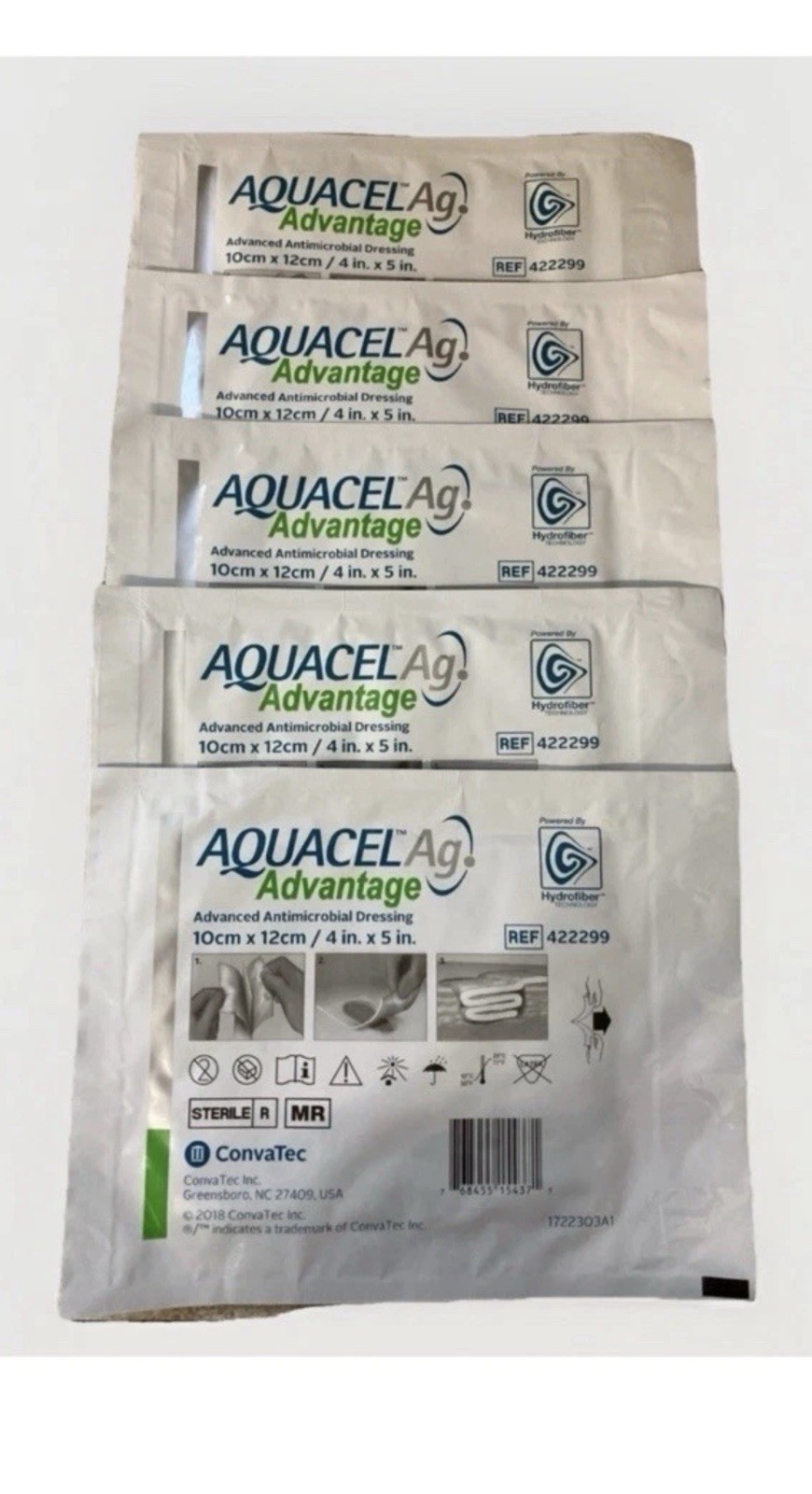 10 Aquacel Advantage Silver Dressing 4×5 , Pack /10 Dressings Exp. 2027/08