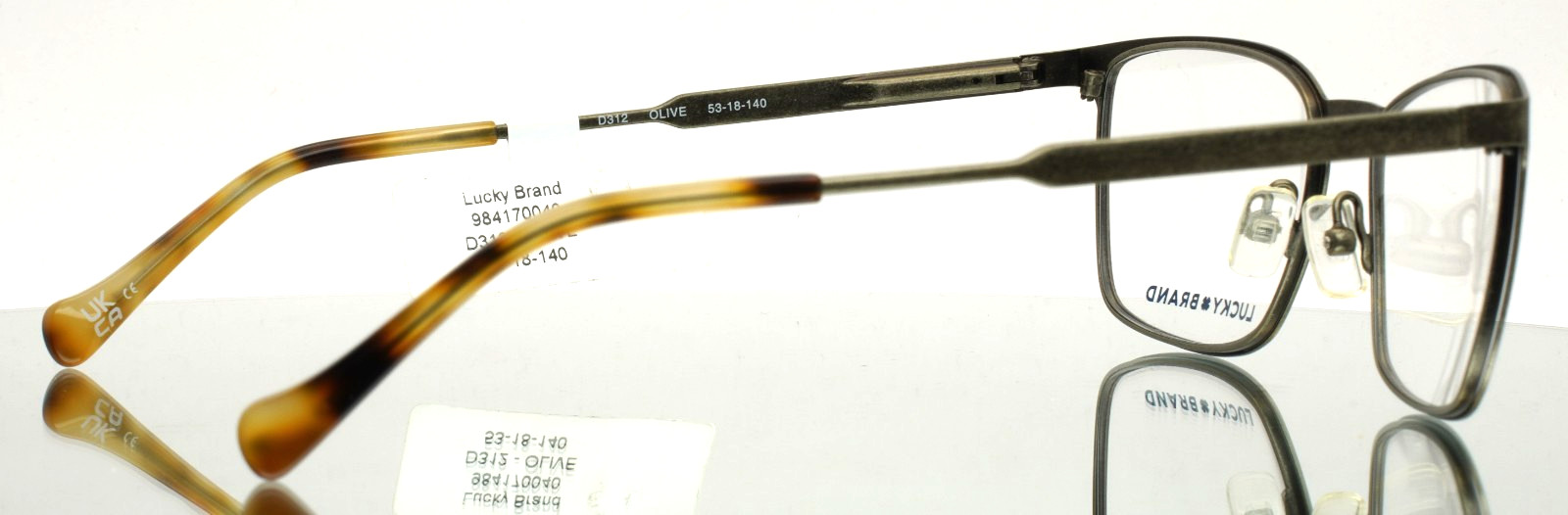 LUCKY BRAND D312 Olive Unisex Square Full Rim Eyeglasses 53-18-140 B:38