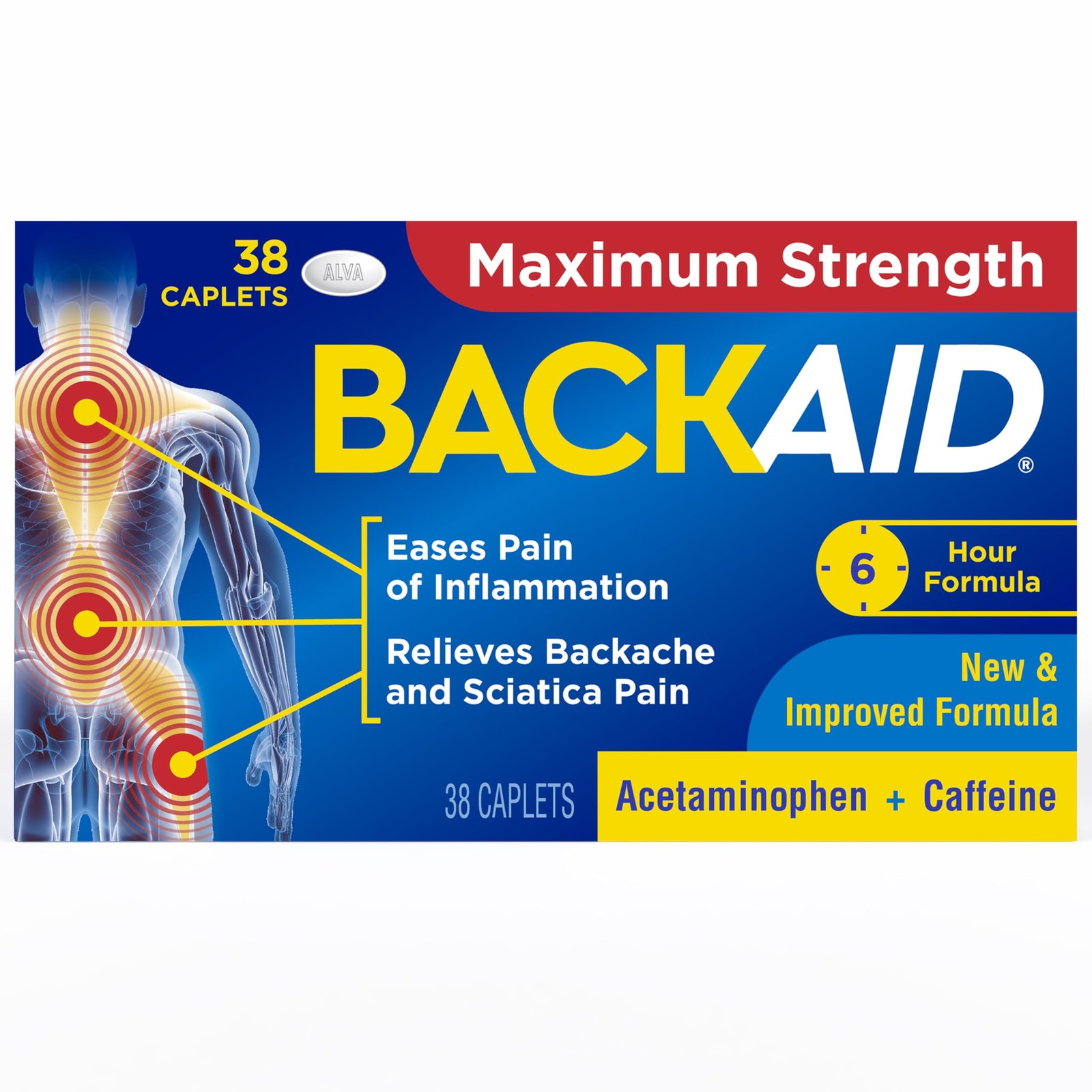 Backaid Maximum Strength Aspirin-Free Pain Relief from 38 Count (Pack of 1)