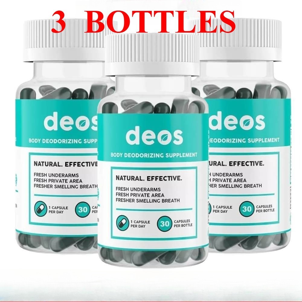 3 Bottles DEOS Internal Deodorant Supplement – Full Body Deodorizer 30 Capsules