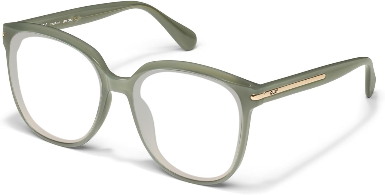 QUAY Australia Rent Free Panthos Designer Blue Light Glasses in Jade Green 59 mm