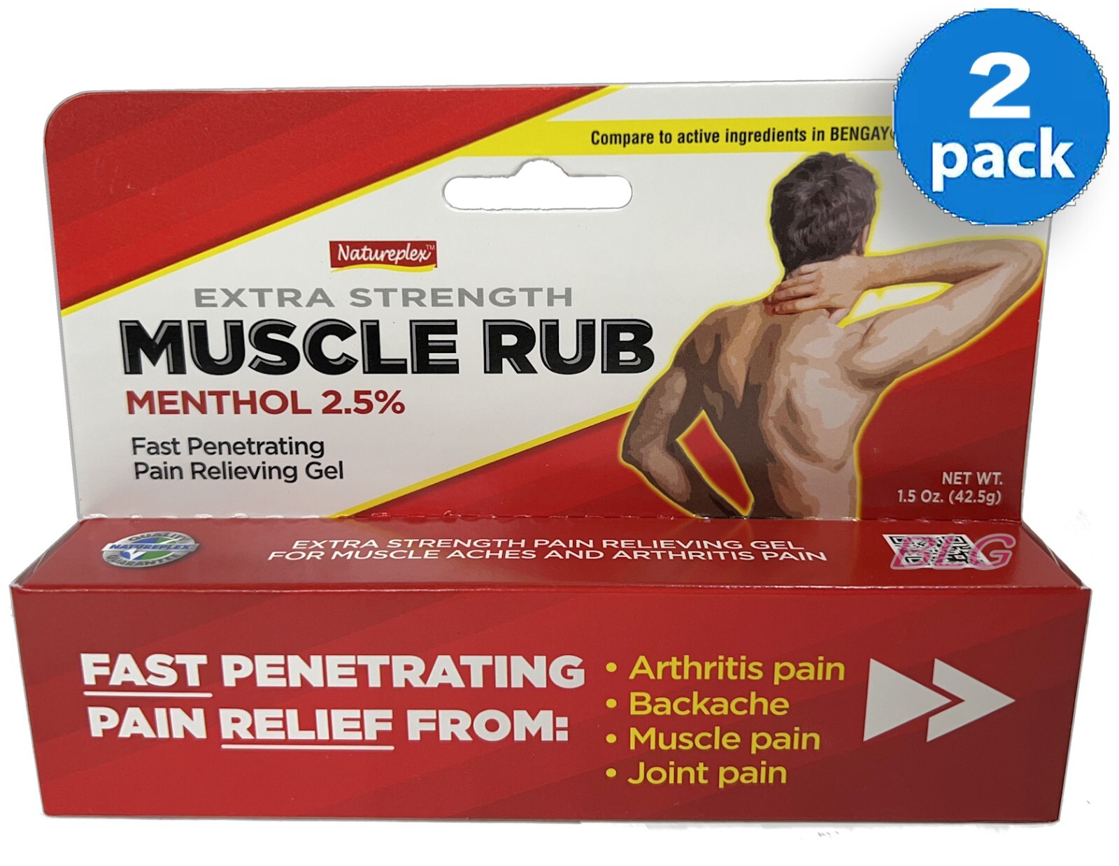 MUSCLE RUB Extra Strength Fast Penetrating Menthol 2.5% Pain Reliver 1.5oz 2Pack