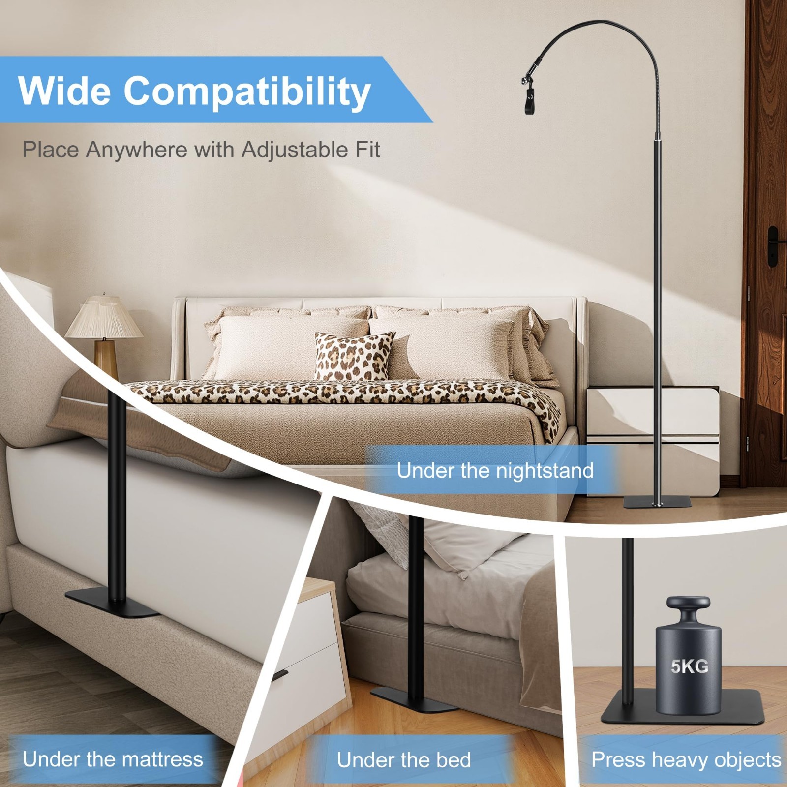 Adjustable CPAP Hose Holder for Bed – Prevent Tube Tangle & Blockage, Sleep Bett