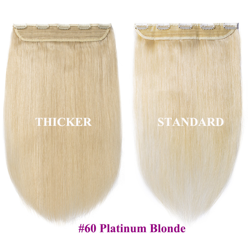 10-24inch One Piece Clip In 100% Real Human Hair Extensions Black Brown Ombre US