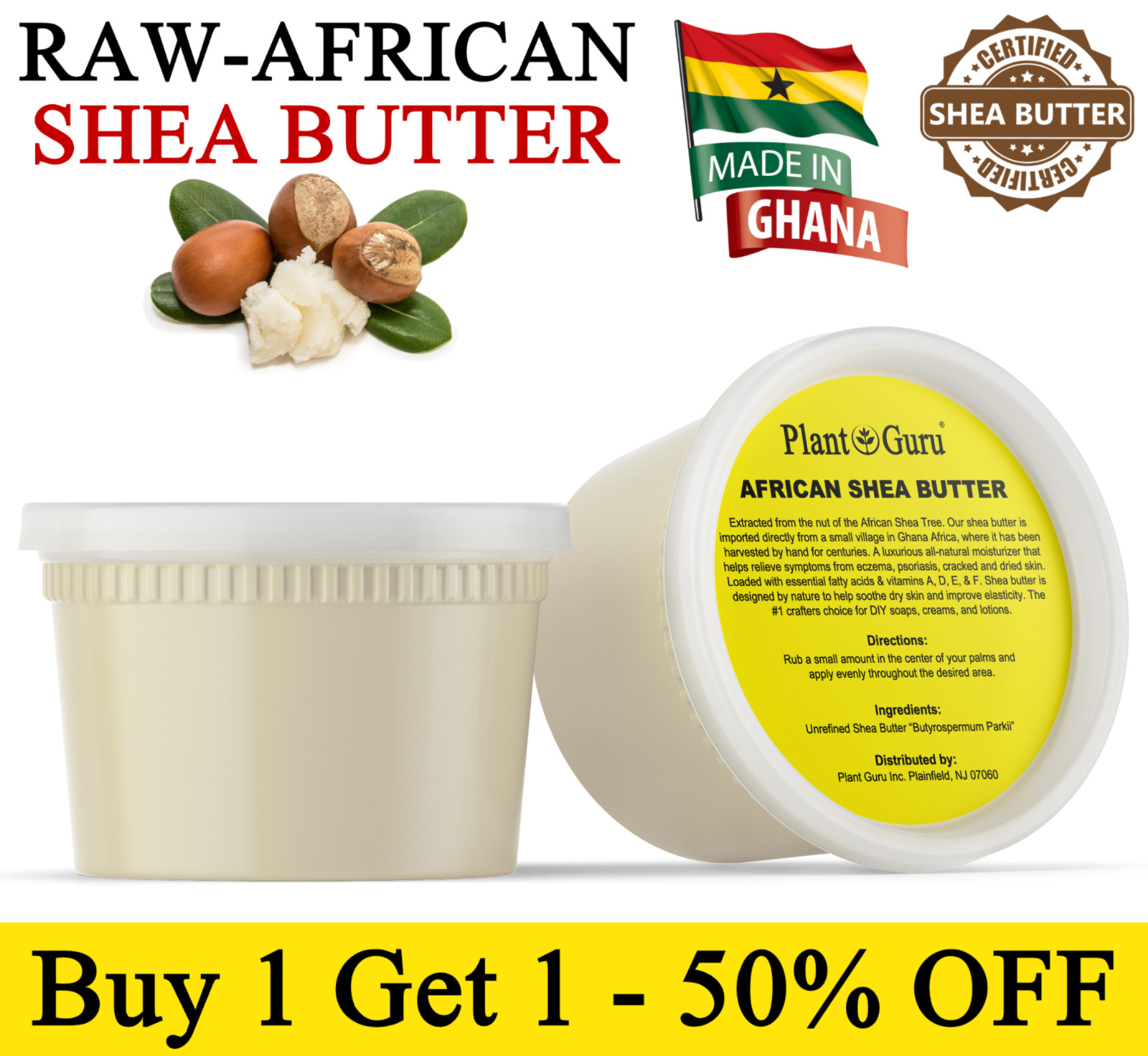 Raw African Shea Butter 16 oz. 100% Pure Organic Natural Unrefined From Ghana