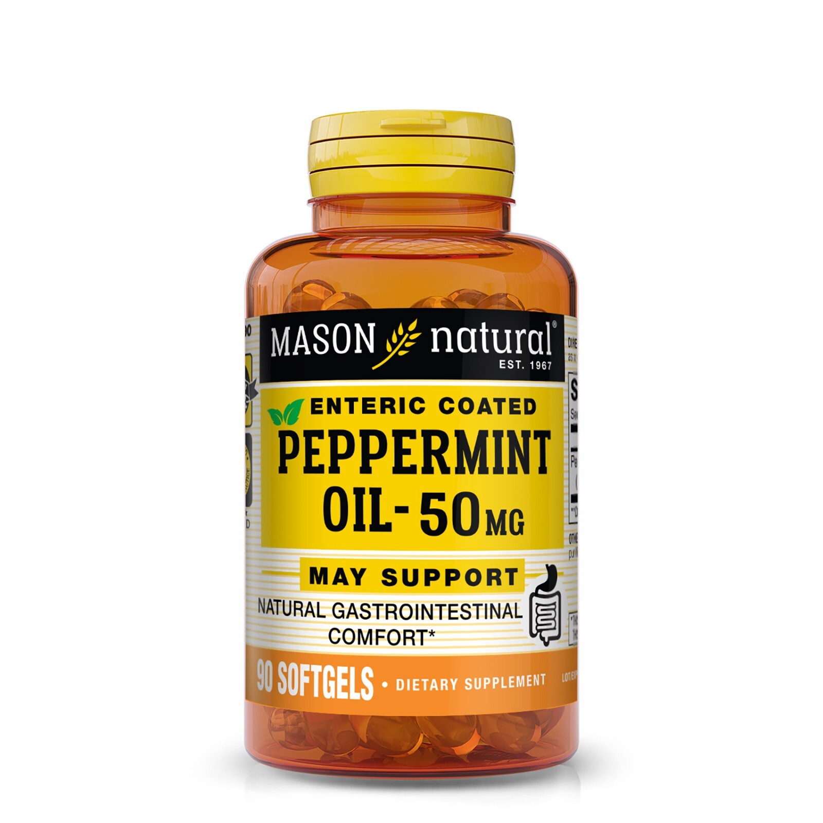 Mason Natural Peppermint Oil 50 mg Natural Gastrointestinal Comfort 90 Softgels