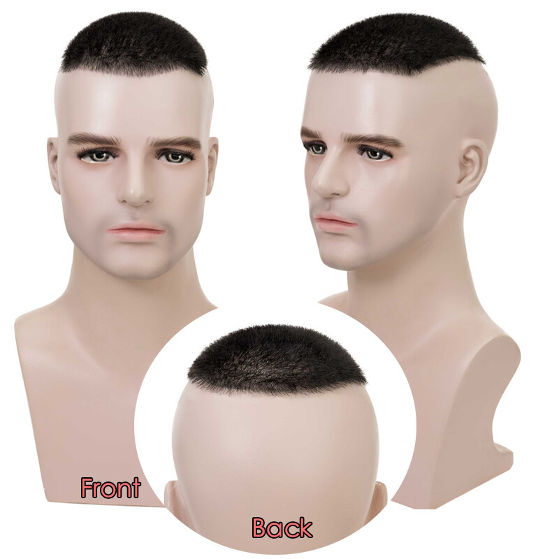 Ultra Thin PU Skin Mens Human Hair Toupee Hairpiece System Wigs Short Cut 6″X8″