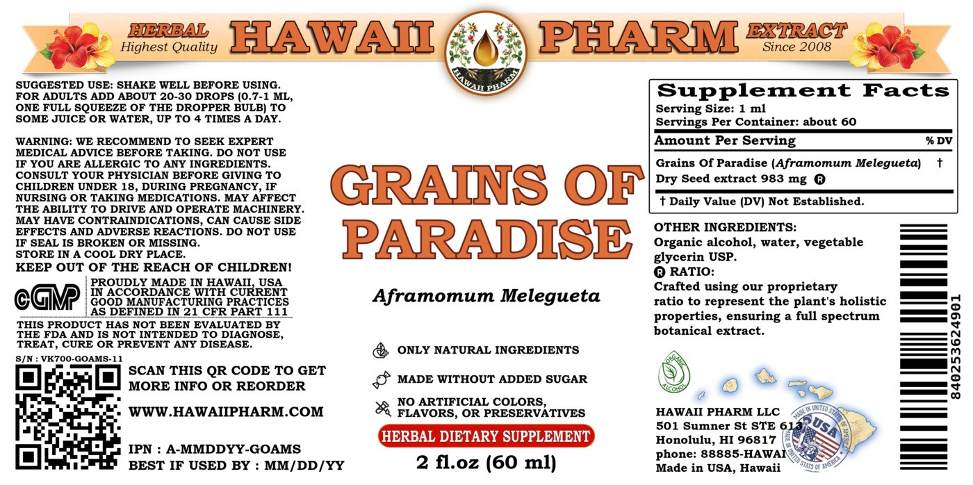 Grains Of Paradise (Aframomum Melegueta) Organic Dried Seeds Liquid Extract